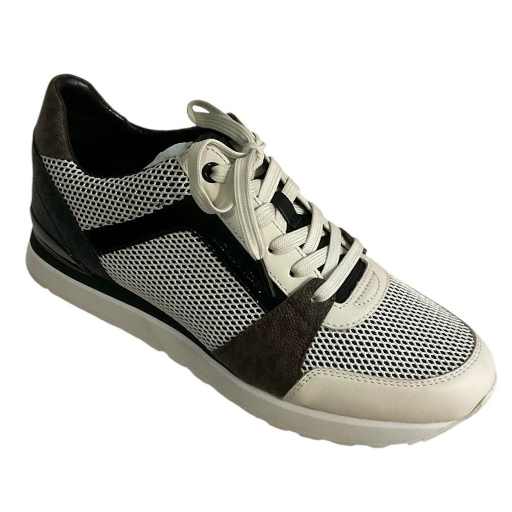 Michael Kors Women's Billie Leather Trainer Sneakers White Black Size 10